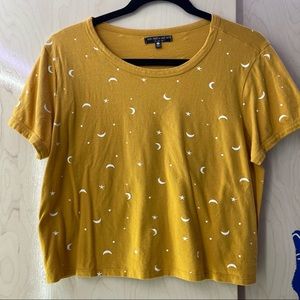 Mustard Yellow Celestial Graphic Crop Tee
